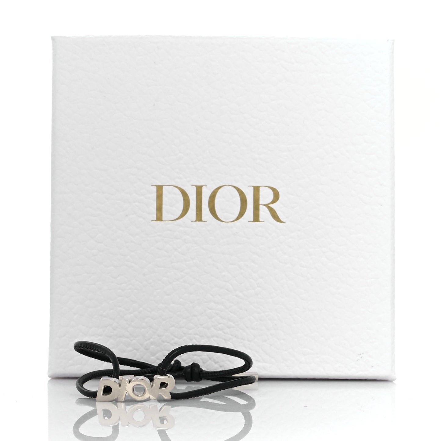 Calfskin Dior Logo Bracelet Silver