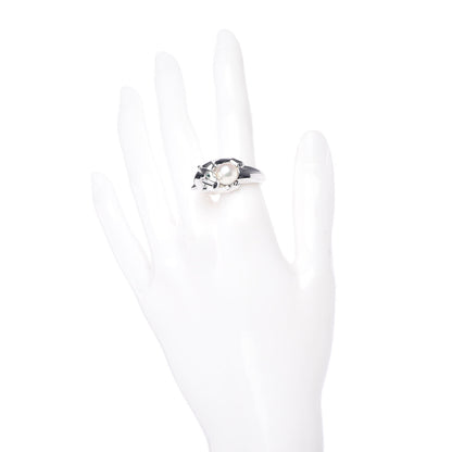 Cartier 18K White Gold Pearl Black Onyx Emerald Panthere De Ring 52 6 2 of 5