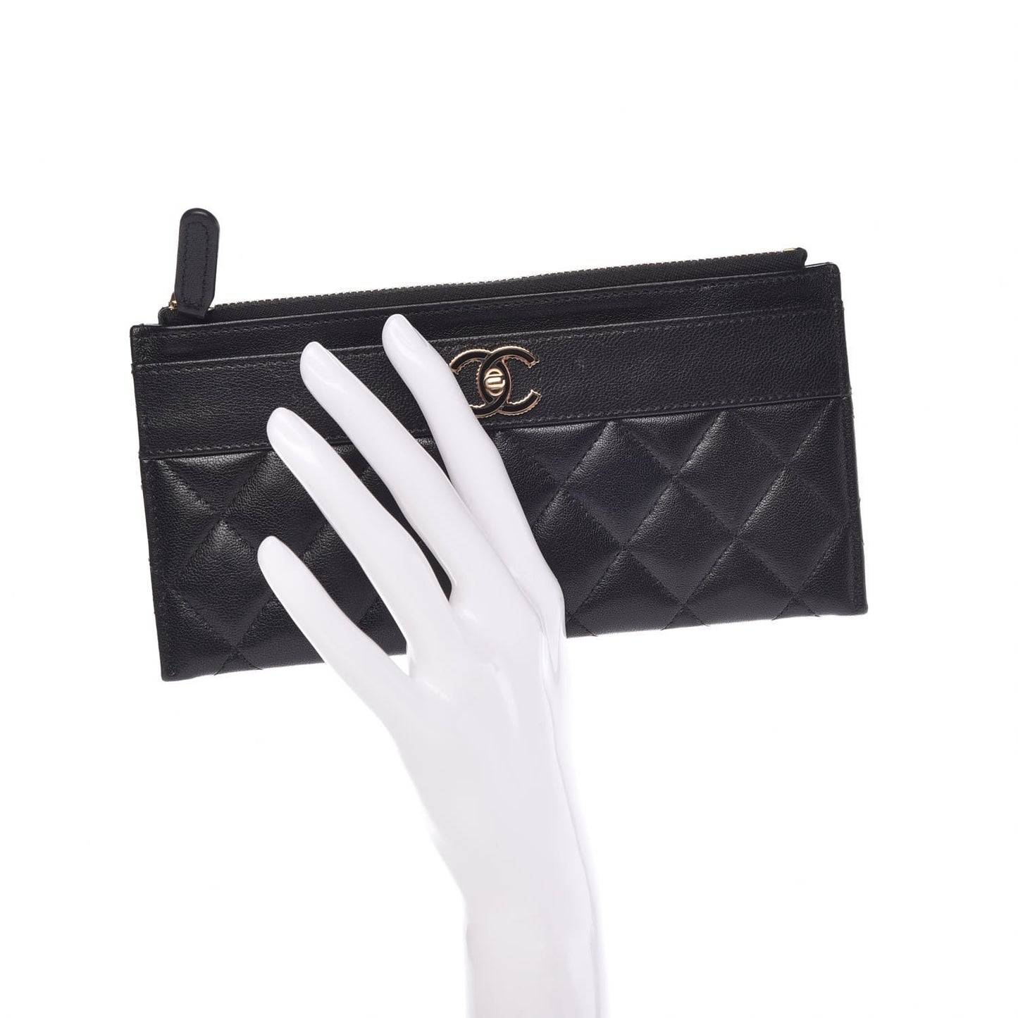 Sheepskin Quilted Mademoiselle Vintage Zip Pouch Black