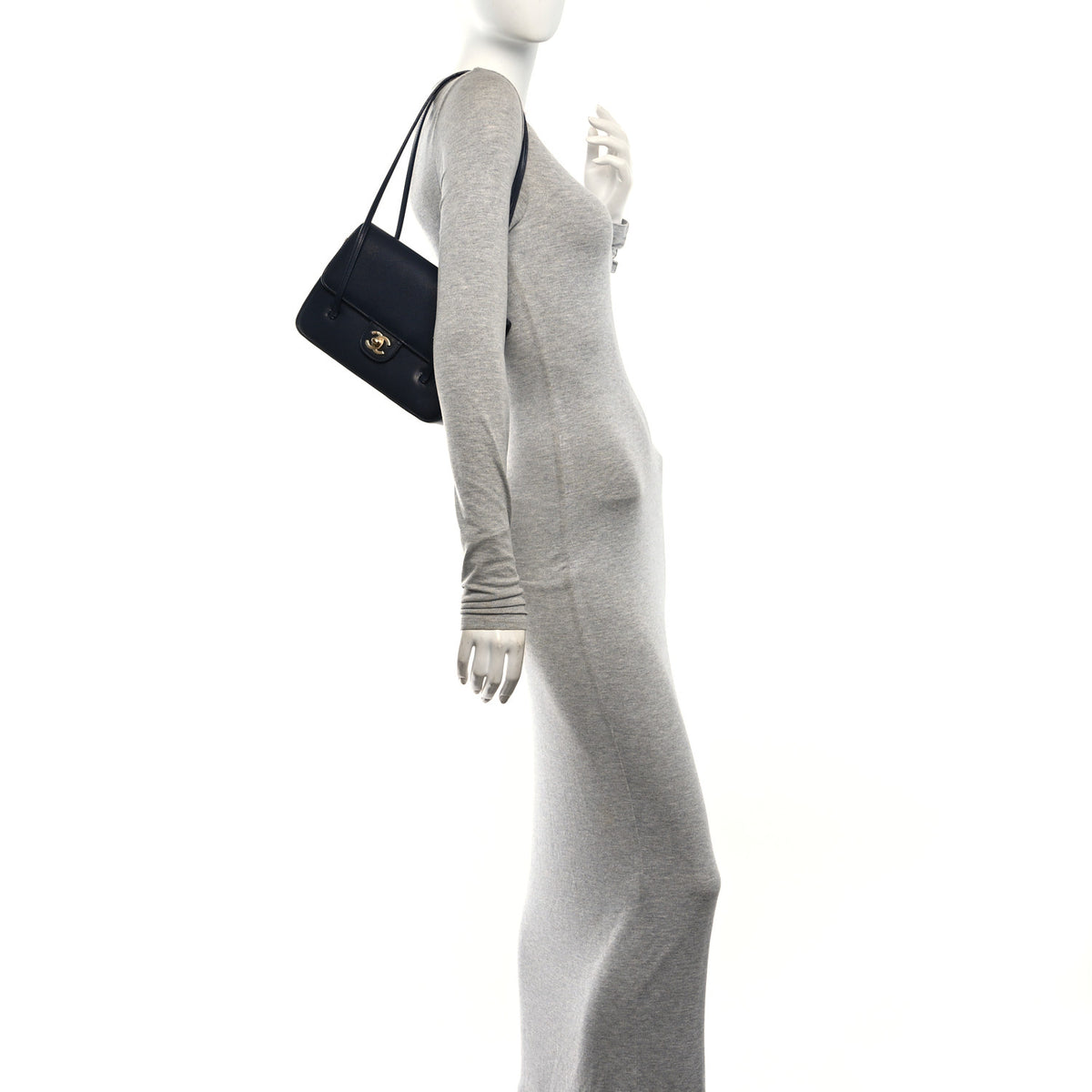 Shiny Caviar Preppy Coco Small Flap Navy