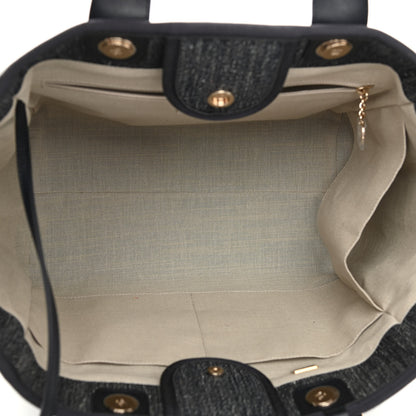 Chanel Denim Medium Deauville Tote Dark Blue White 6 of 14
