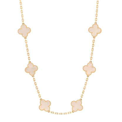 Van Cleef & Arpels 18K Yellow Gold Mother of Pearl 10 Motifs Vintage Alhambra Necklace 1 of 6