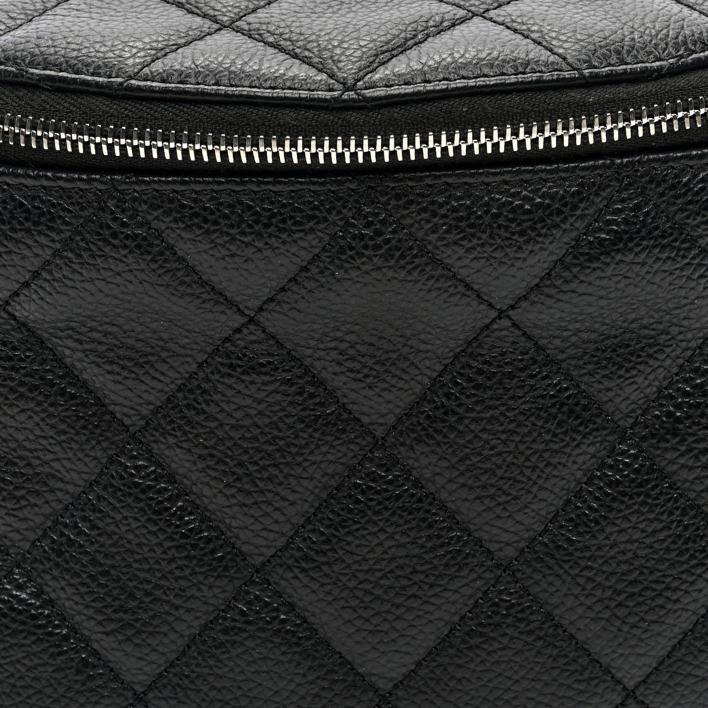 Grained Calfskin Quilted Waist Belt Bag Black