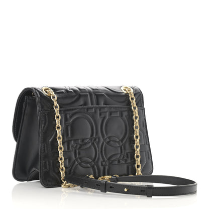 Salvatore Ferragamo Calfskin Quilted Gancini Flap Bag Black 3 of 12