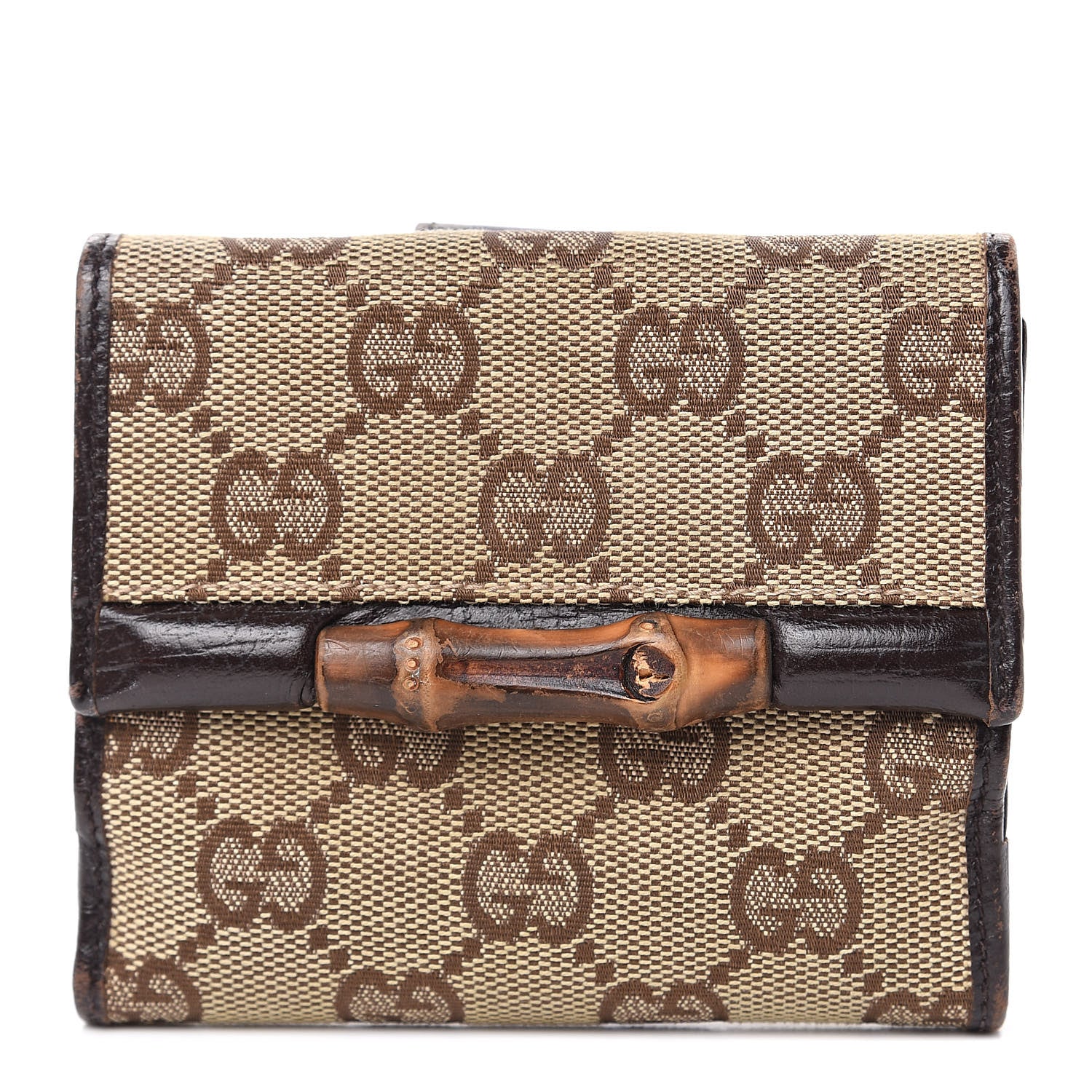 Gucci Monogram Bamboo Bar French Flap Wallet Brown 1 of 10