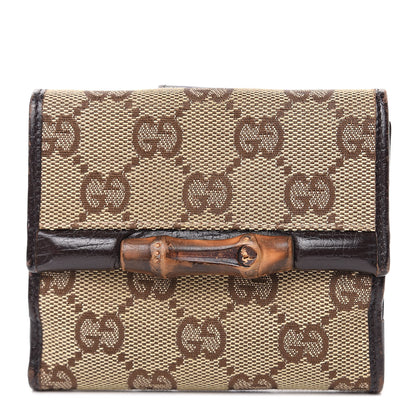 Gucci Monogram Bamboo Bar French Flap Wallet Brown 1 of 10