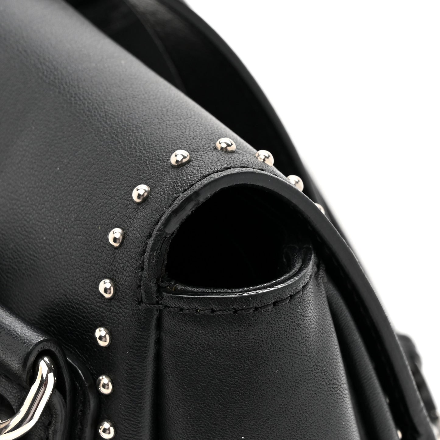 Calfskin Studded Mini Pandora Pure Flap Bag Black Black