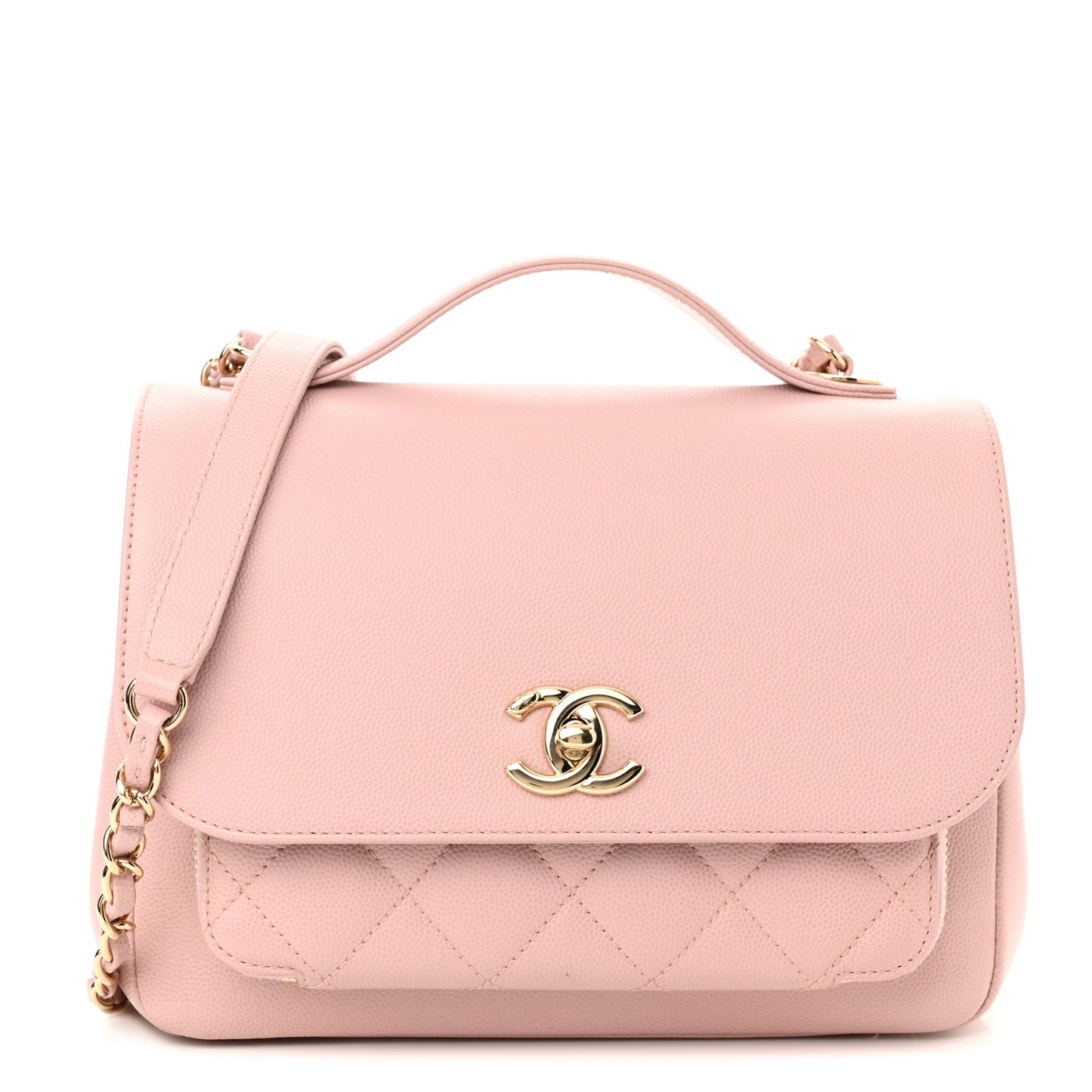 Caviar Quilted Medium Business Affinity Flap Light Pink