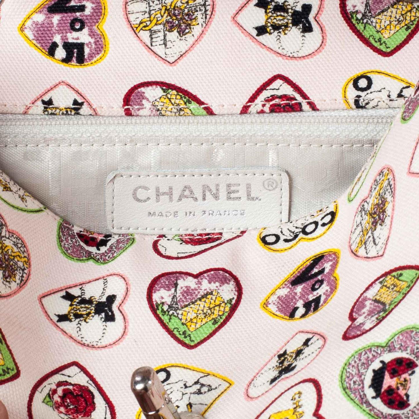 Canvas Coco Hearts Small Flap Bag