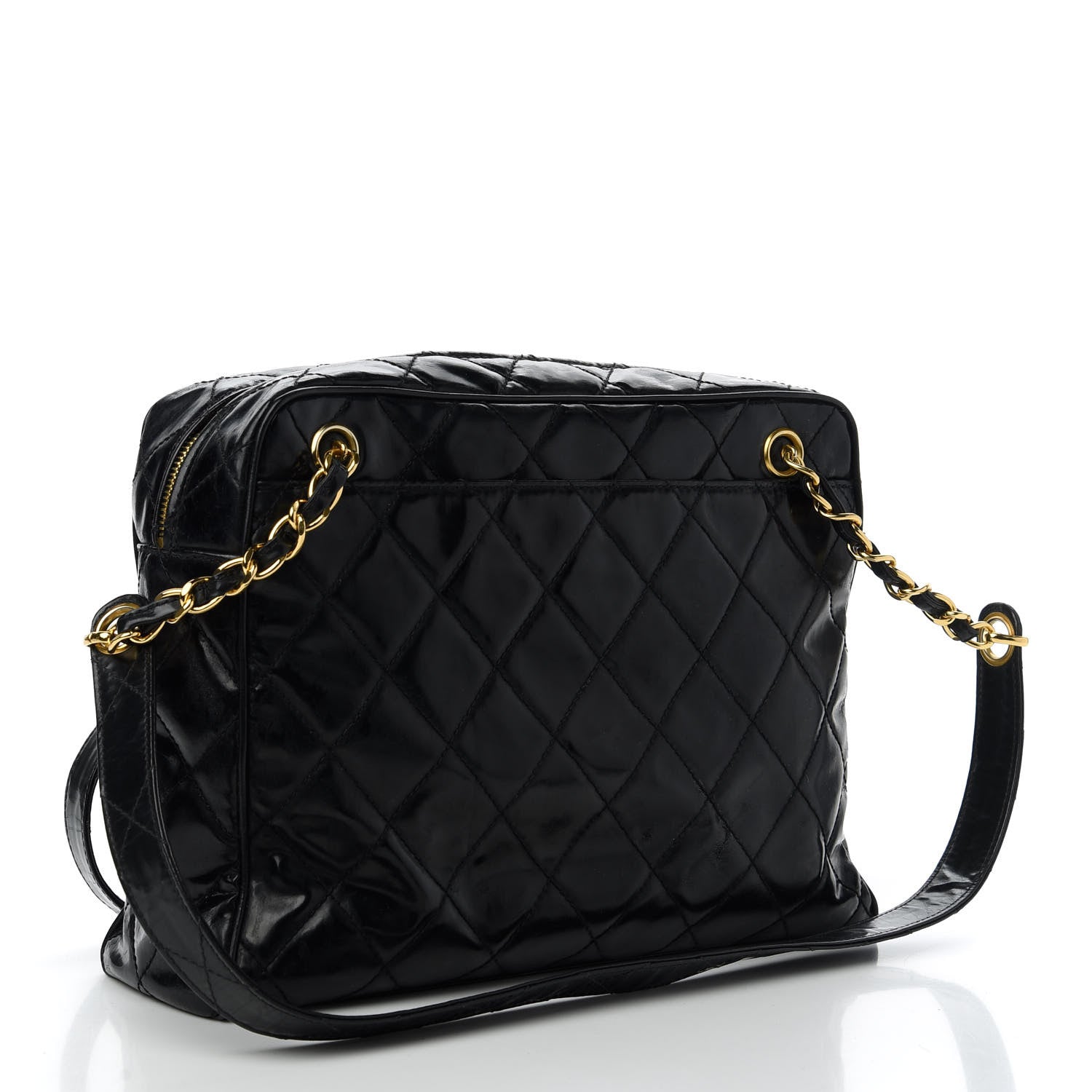 Chanel Patent Quilted Shoulder Bag Black 3 of 10