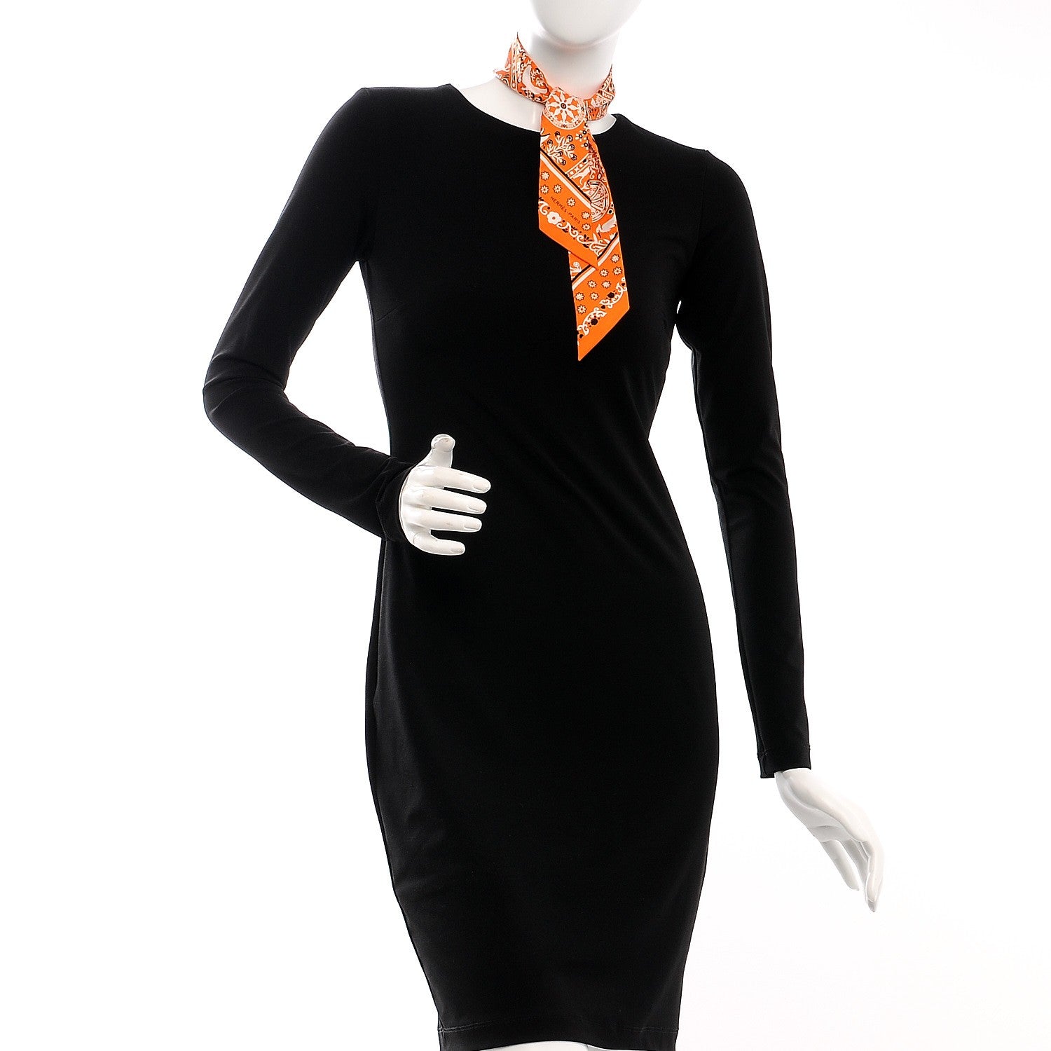 Hermes Silk Peuple Du Vent Bandana Twilly Orange Noir Blanc 2 of 6