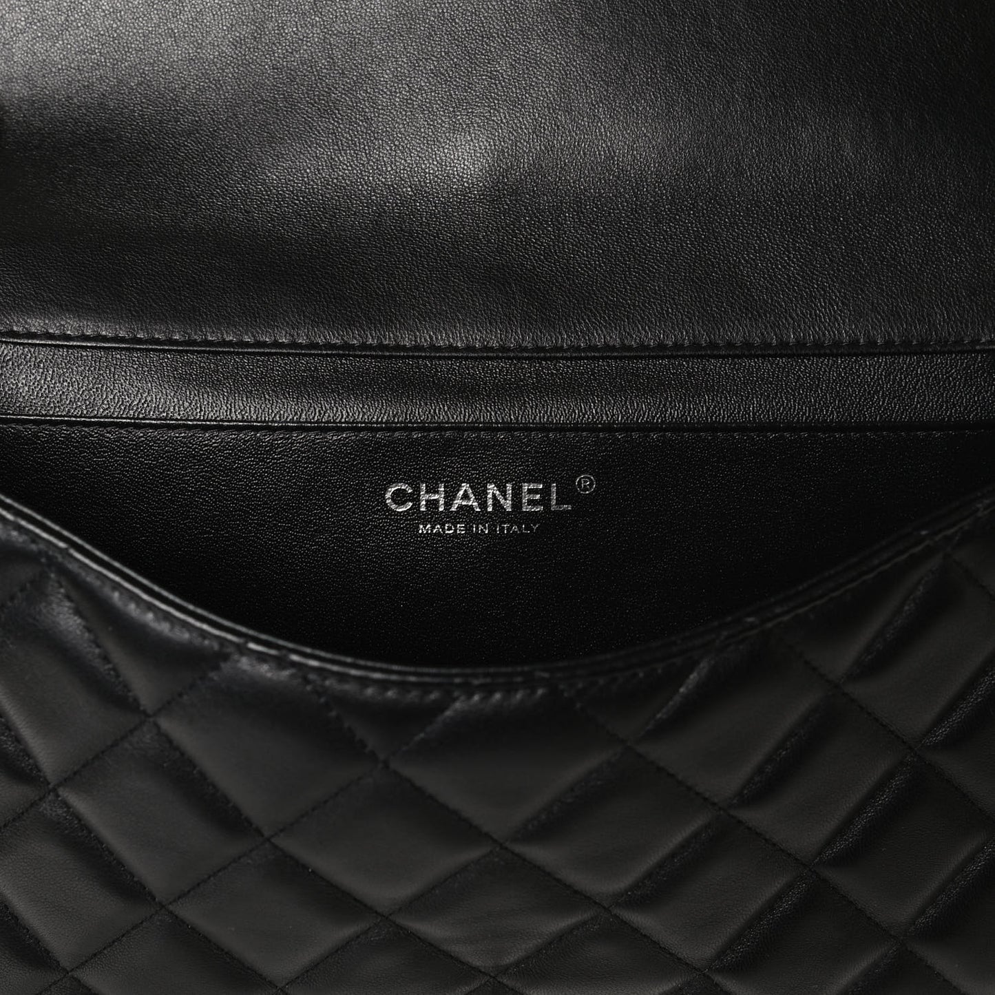 Lambskin Quilted Clutch With Chain Flap Black