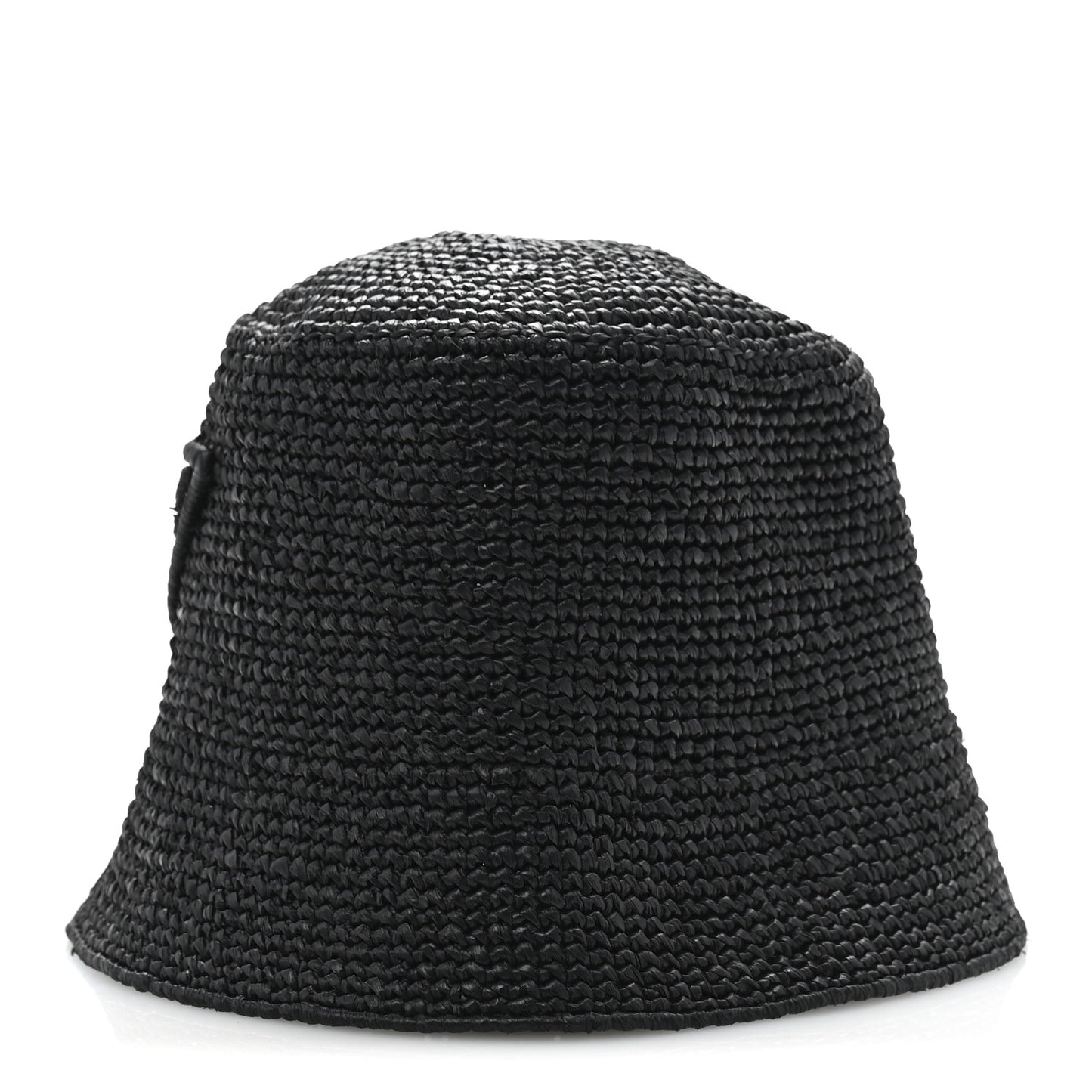 Yarn Raffia Effect Crochet Logo Embroidered Womens Bucket Hat S Black