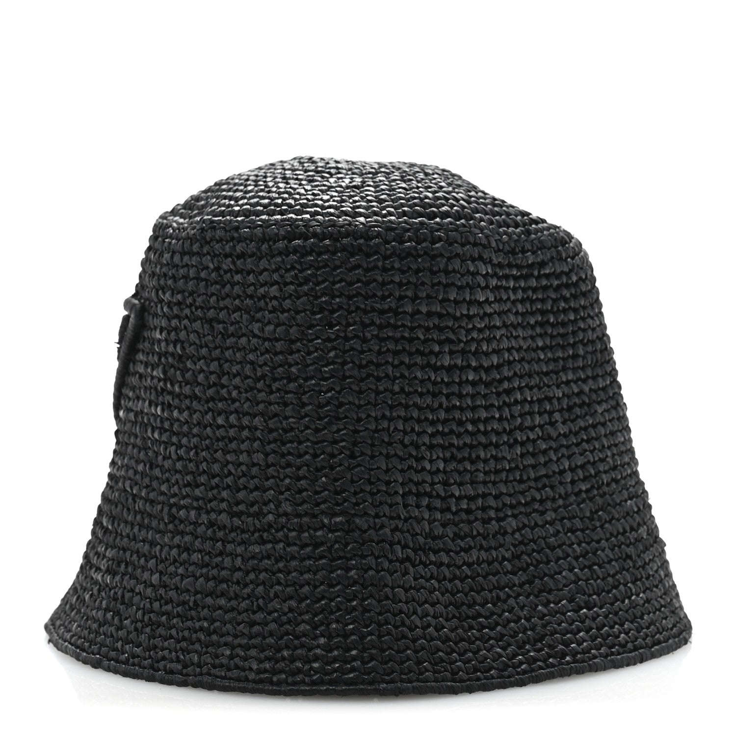 Prada Yarn Raffia Effect Crochet Logo Embroidered Womens Bucket Hat S Black 4 of 8