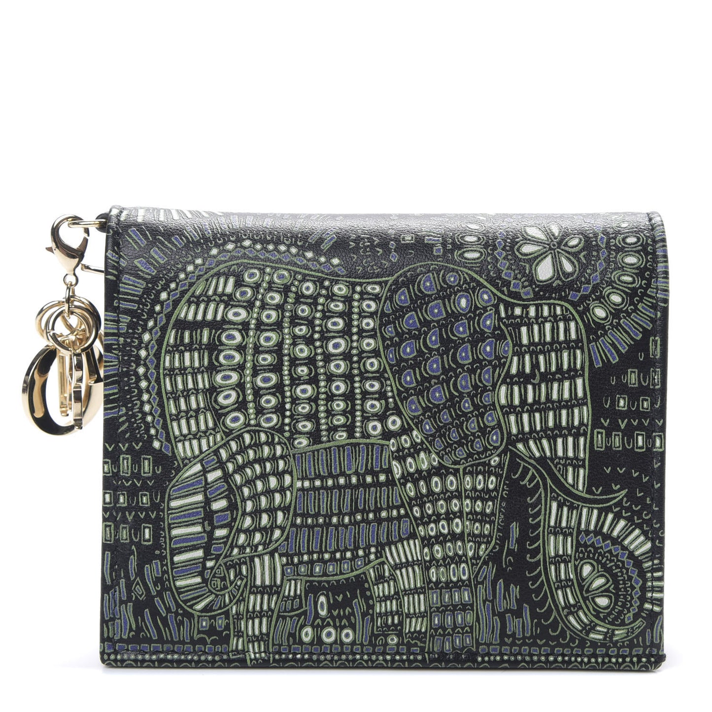 Printed Calfskin Animals Medium Wallet Green Multicolor