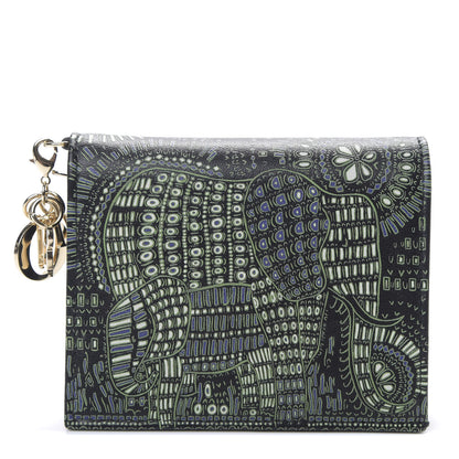 Christian Dior Printed Calfskin Animals Medium Wallet Green Multicolor 1 of 6