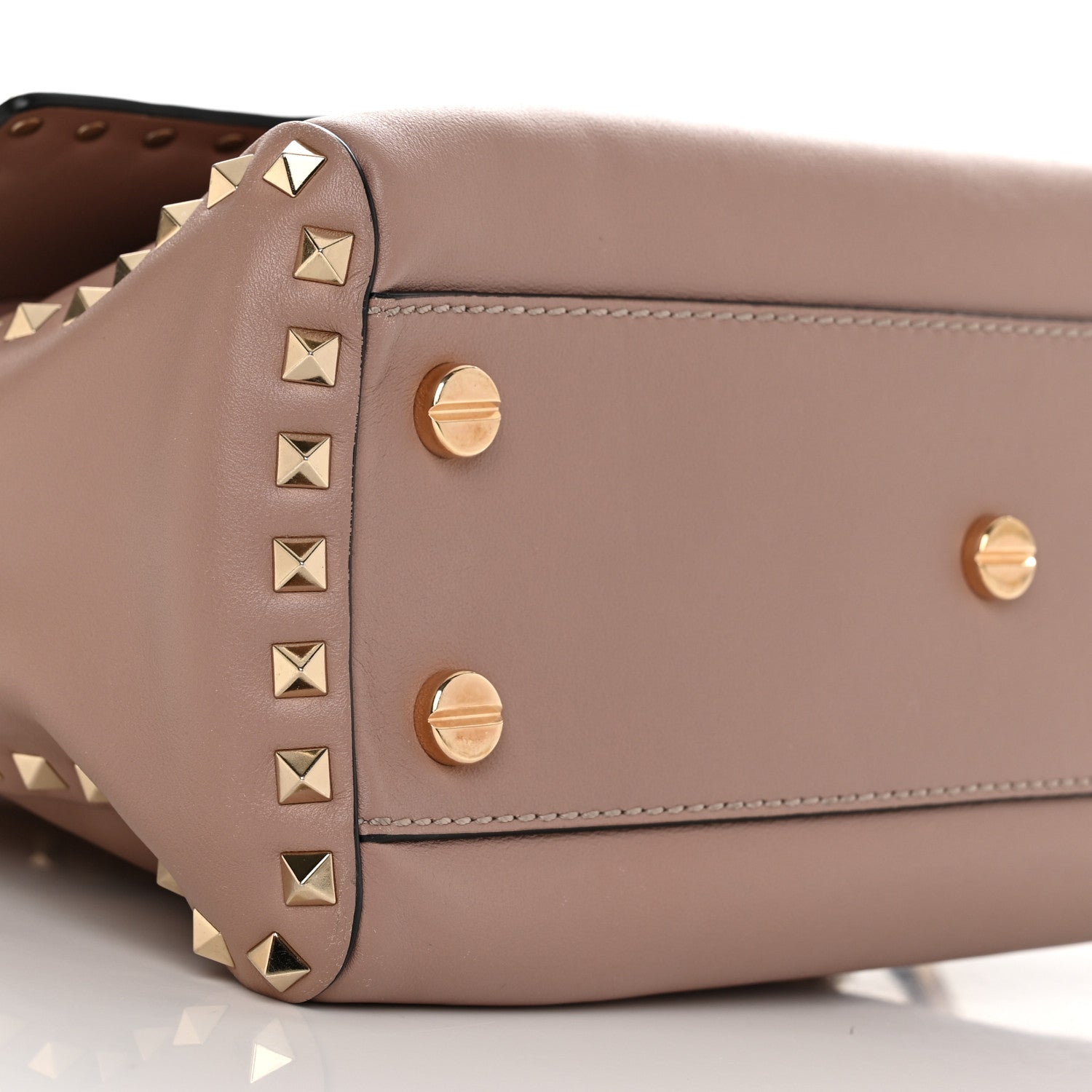 Valentino Garavani Smooth Calfskin Rockstud Top Handle Shoulder Bag Poudre 9 of 12
