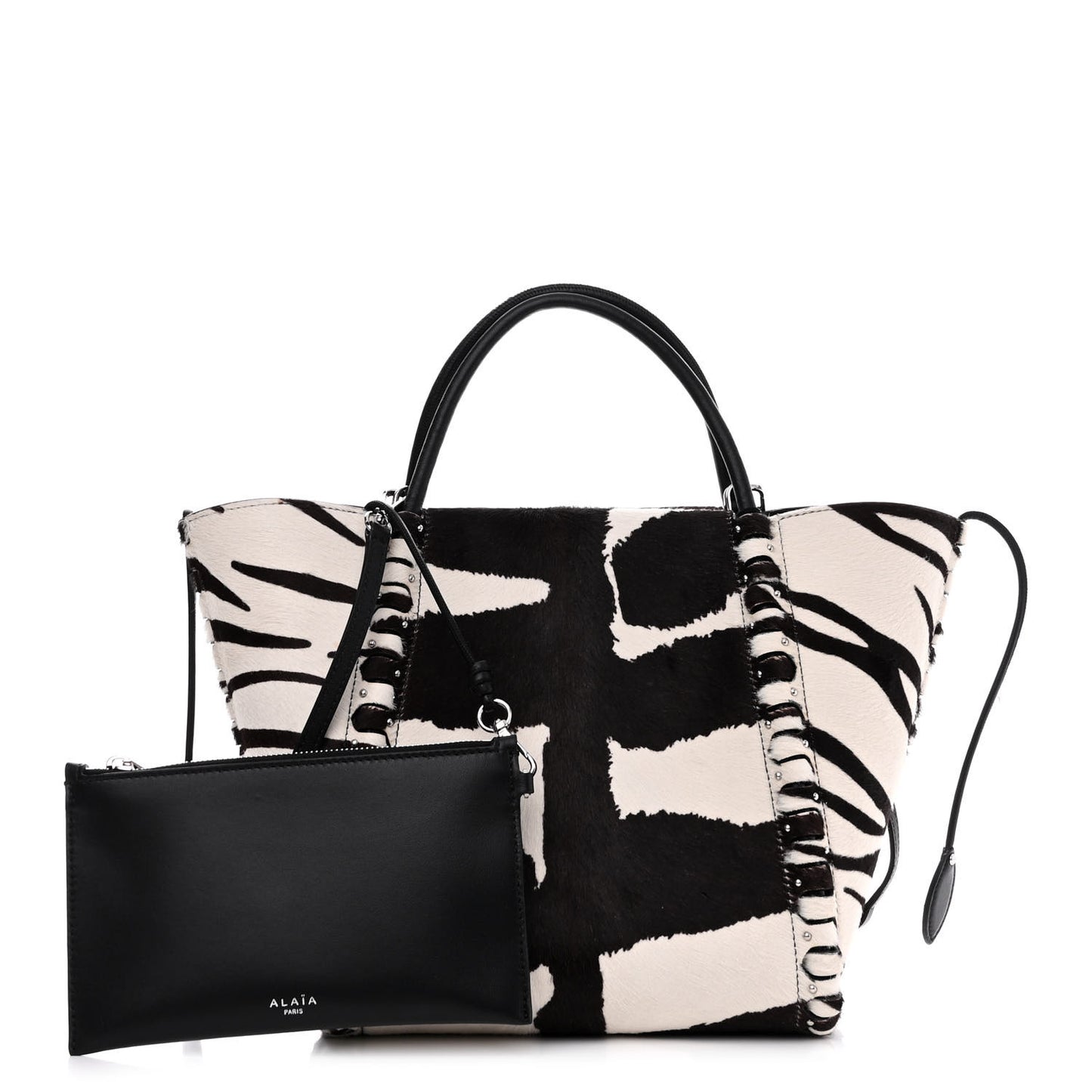 Calf Hair Zebra Print Small Le Hinge Bag Black White