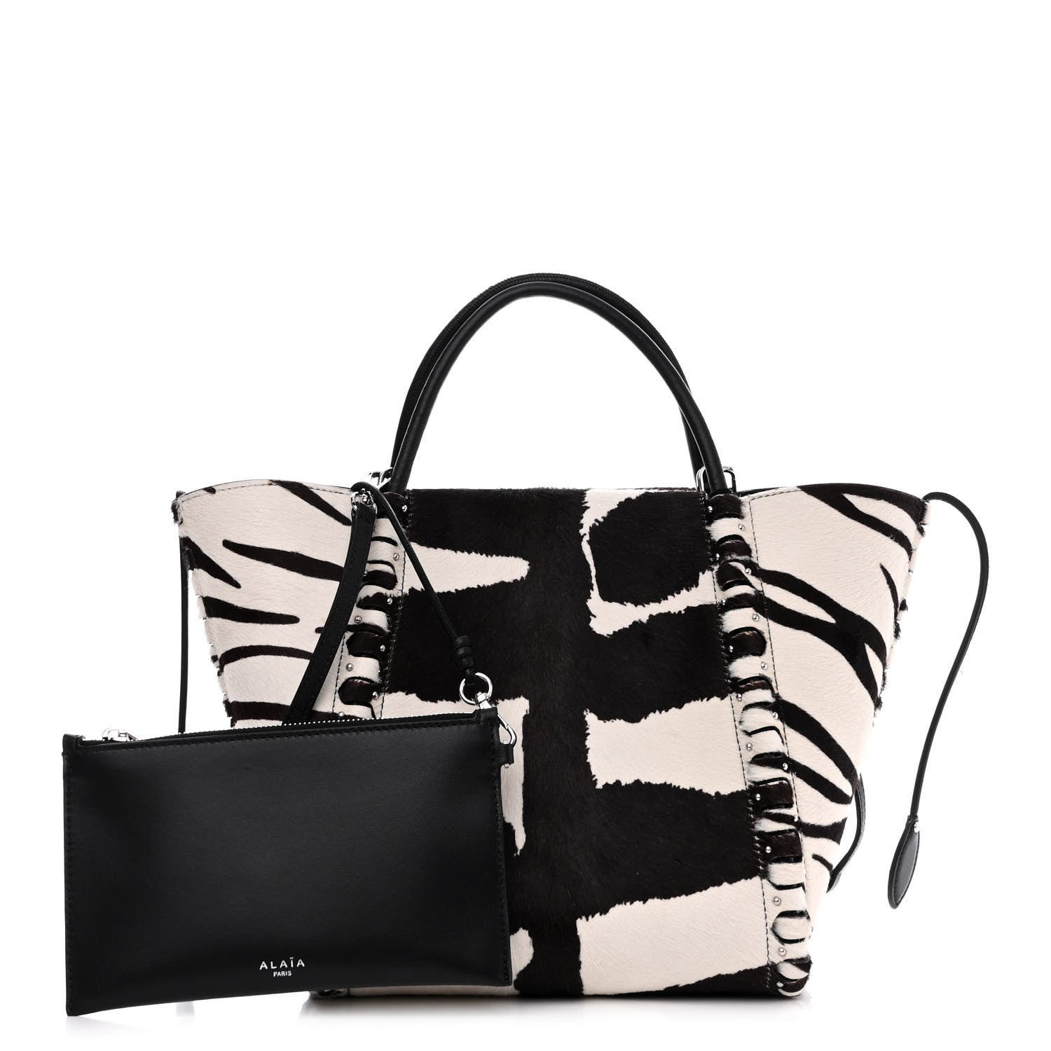Alaia Calf Hair Zebra Print Small Le Hinge Bag Black White 1 of 9