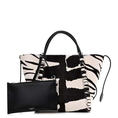 Alaia Calf Hair Zebra Print Small Le Hinge Bag Black White 1 of 9