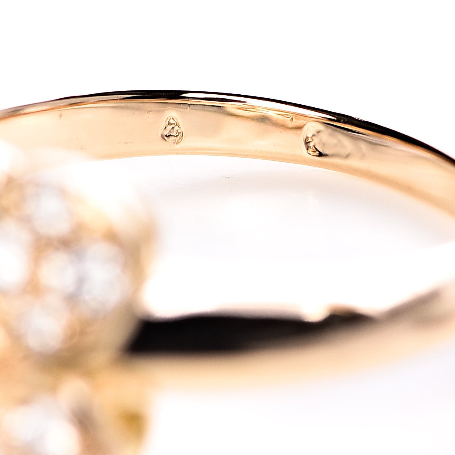 Van Cleef & Arpels 18K Yellow Gold Diamond Trefle Ring 50 5.25 6 of 8