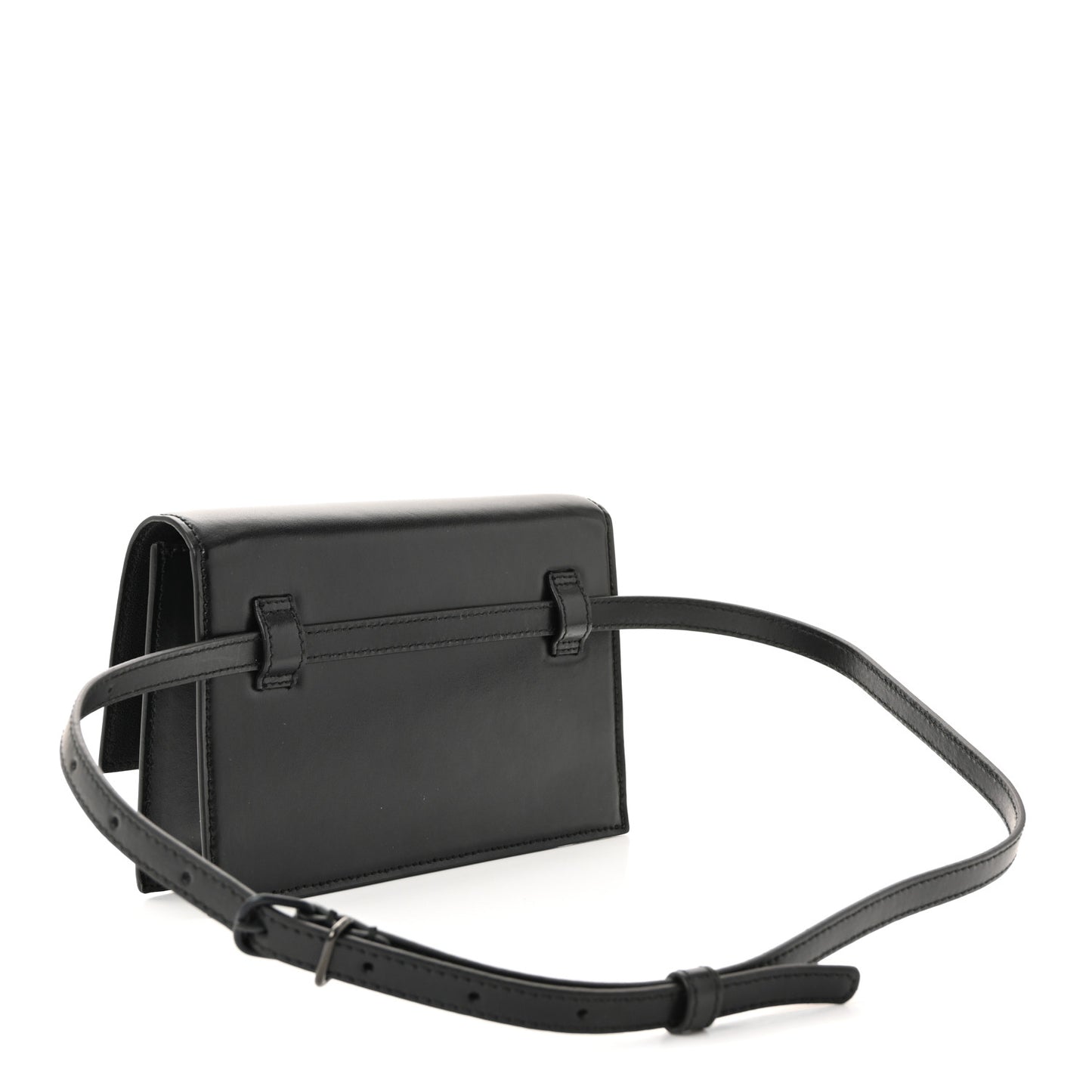 Shiny Box Calfskin Monochrome XS Sharp Belt Bag Black