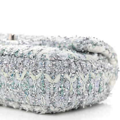 Chanel Tweed Quilted Mini Rectangular Flap Light Green Silver White 10 of 11