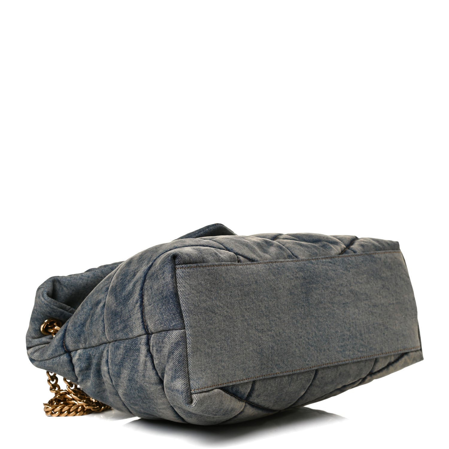 Saint Laurent Denim Quilted Medium Loulou Puffer Monogram Chain Satchel Blue Cinnamon 4 of 13