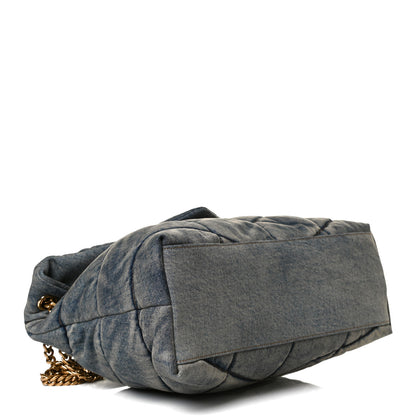 Saint Laurent Denim Quilted Medium Loulou Puffer Monogram Chain Satchel Blue Cinnamon 4 of 13