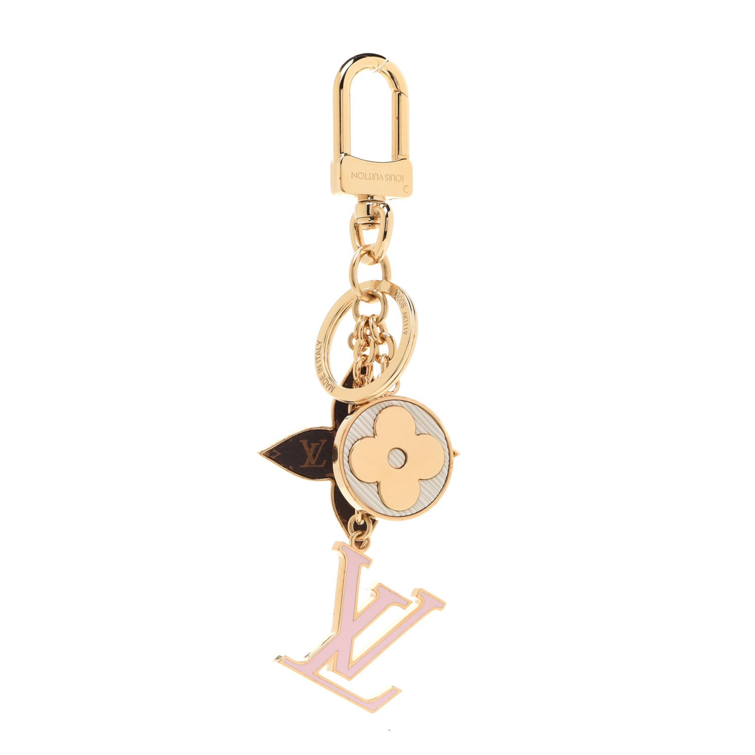Louis Vuitton Metal Monogram Epi Spring Street Bag Charm Key Holder Gold 1 of 4