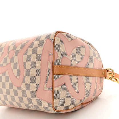 Louis Vuitton Damier Azur Tahitienne Speedy Bandouliere 30 Rose Ballerine 10 of 13