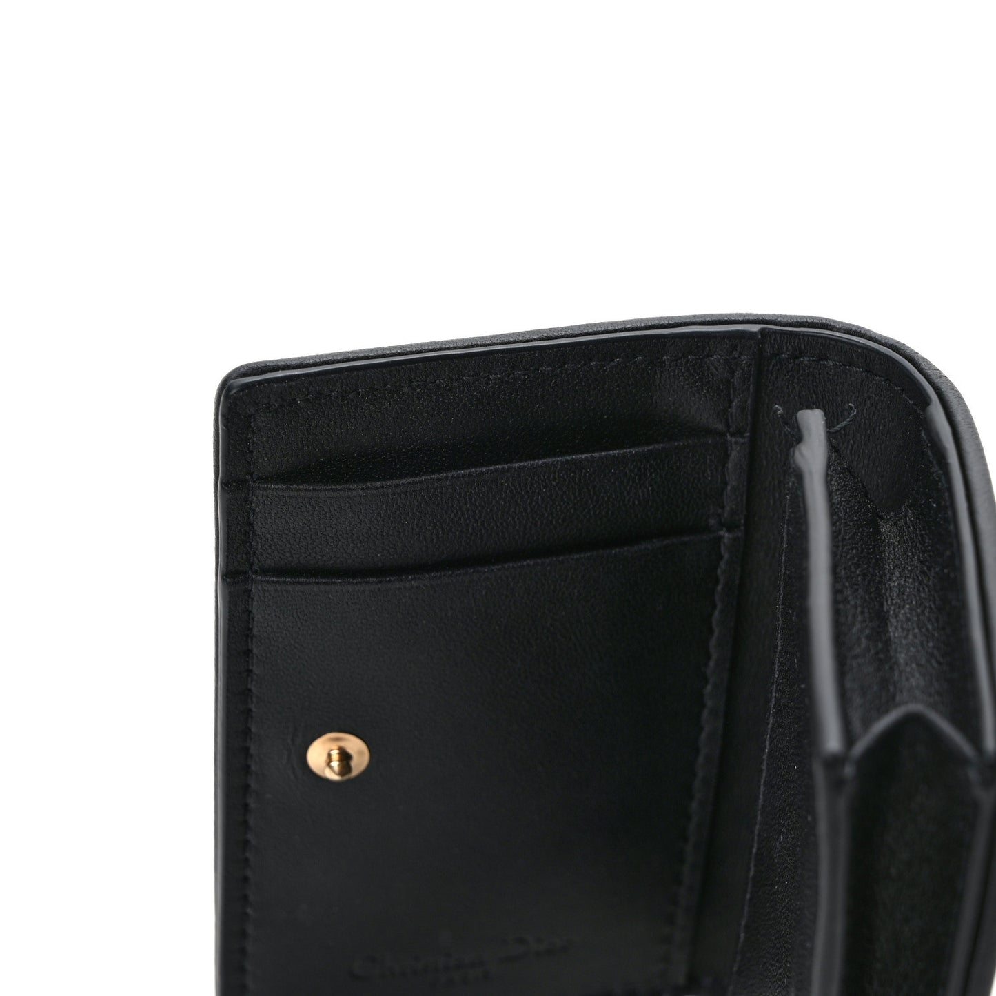 Lambskin Cannage Small Lady Dior Flap Card Holder Black