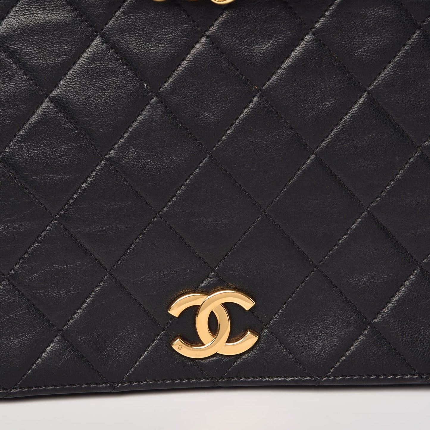 Lambskin Quilted Small Single Flap Black