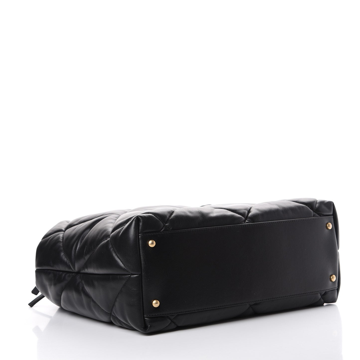 Lambskin Quilted Large Bowling Bag Black
