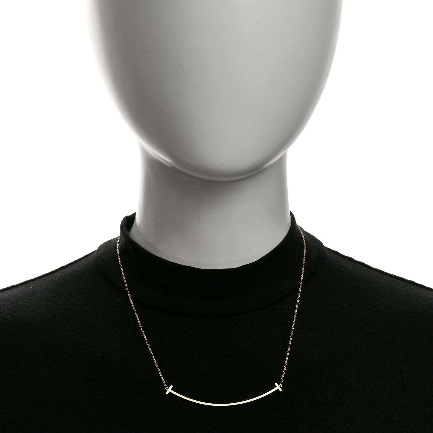18K Yellow Gold Large T Smile Pendant Necklace