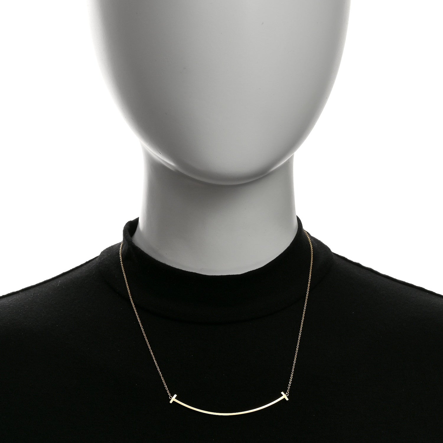 Tiffany 18K Yellow Gold Large T Smile Pendant Necklace 2 of 6
