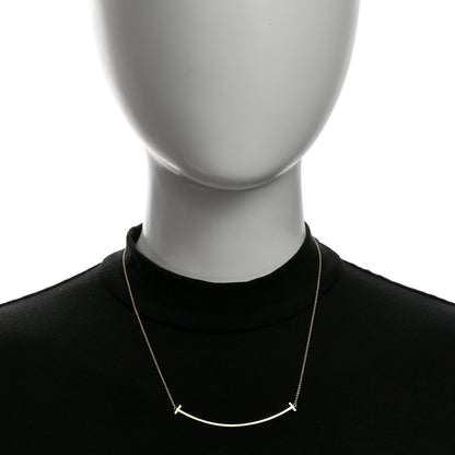 Tiffany 18K Yellow Gold Large T Smile Pendant Necklace 2 of 6