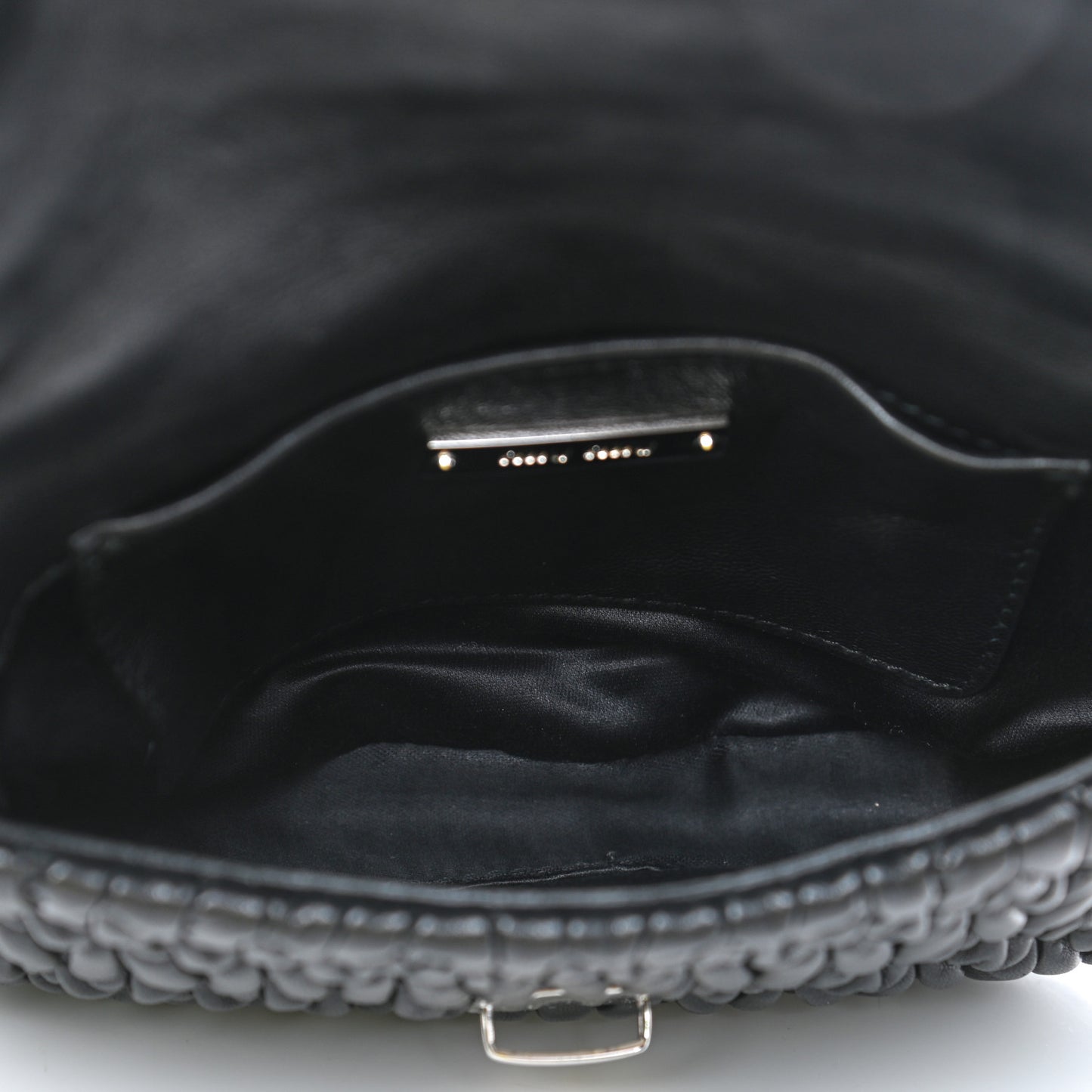 Nappa Matelasse Crystal Chain Crossbody Black