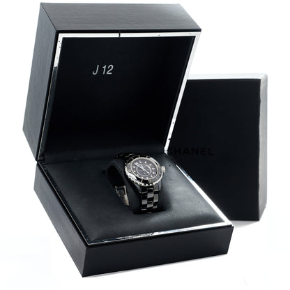 Chanel Stainless Steel Ceramic Diamond 33mm J12 Quartz Watch Black 4 of 4