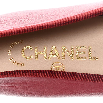 Chanel Lambskin CC Cap Toe Ballerina Flats 38.5 Red Black 8 of 9