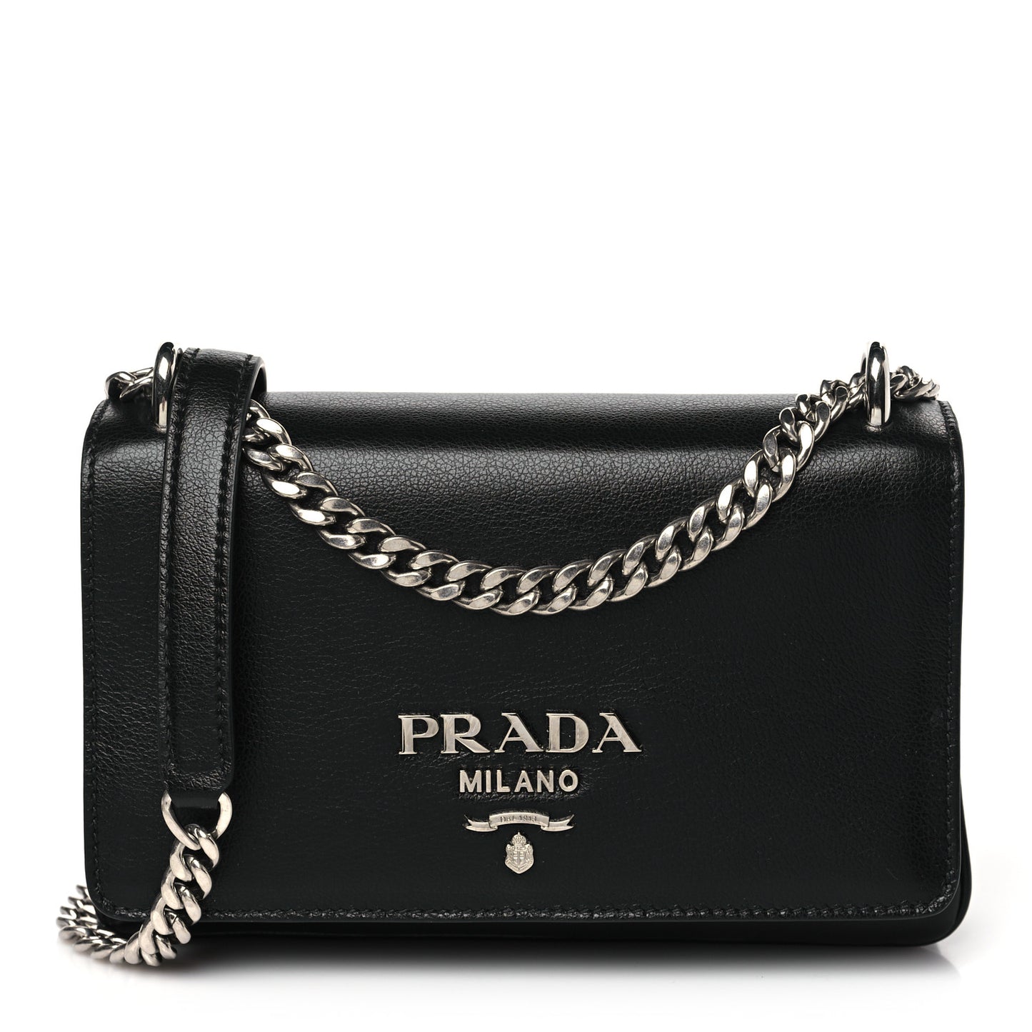 Soft Calfskin Chain Shoulder Bag Black
