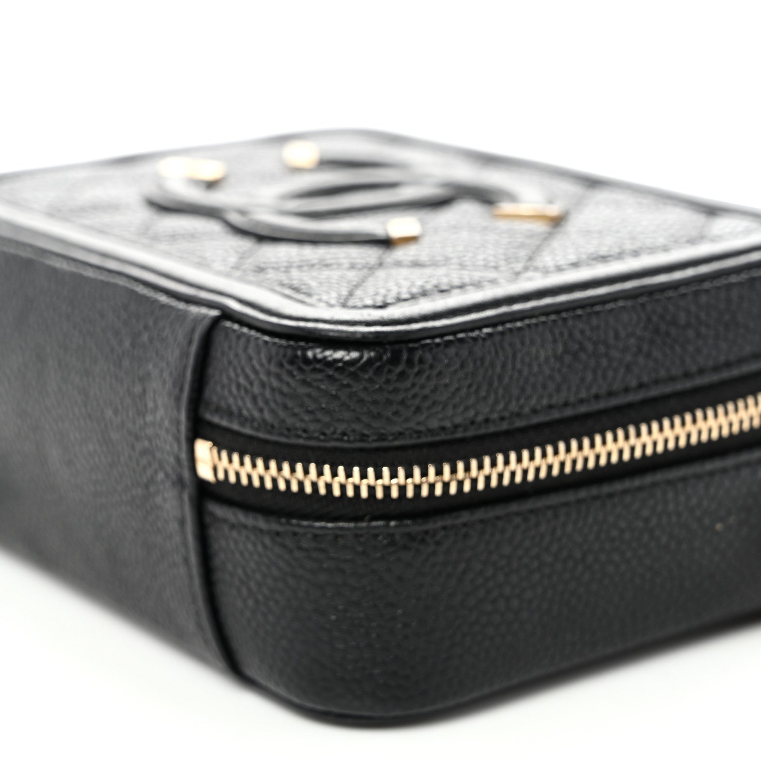 Chanel Caviar Quilted CC Filigree Vanity Clutch With Chain Black 10 of 10