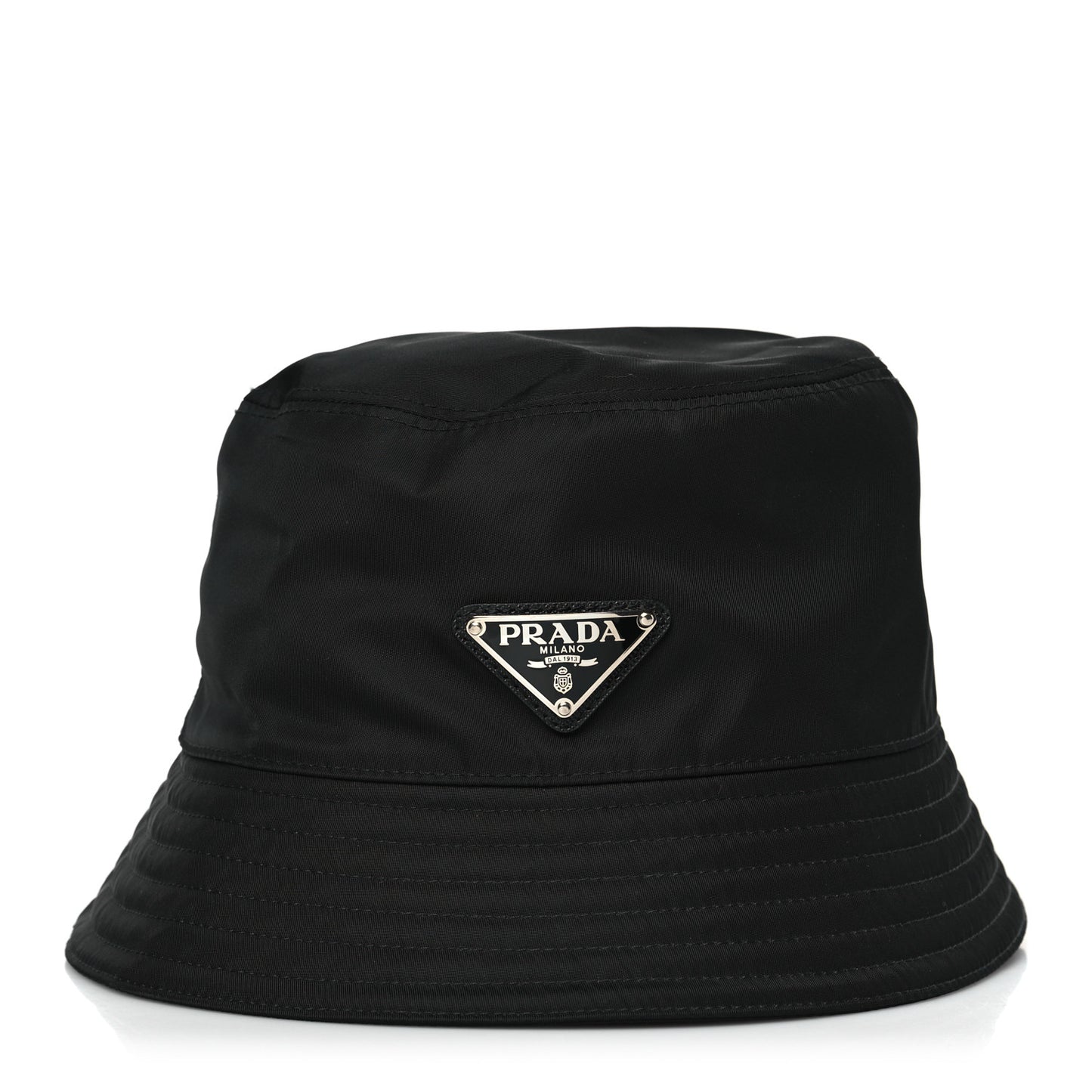 Re-Nylon Metal Triangle Logo Womens Bucket Hat M Black