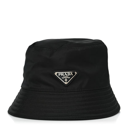Prada Re-Nylon Metal Triangle Logo Womens Bucket Hat M Black 1 of 7