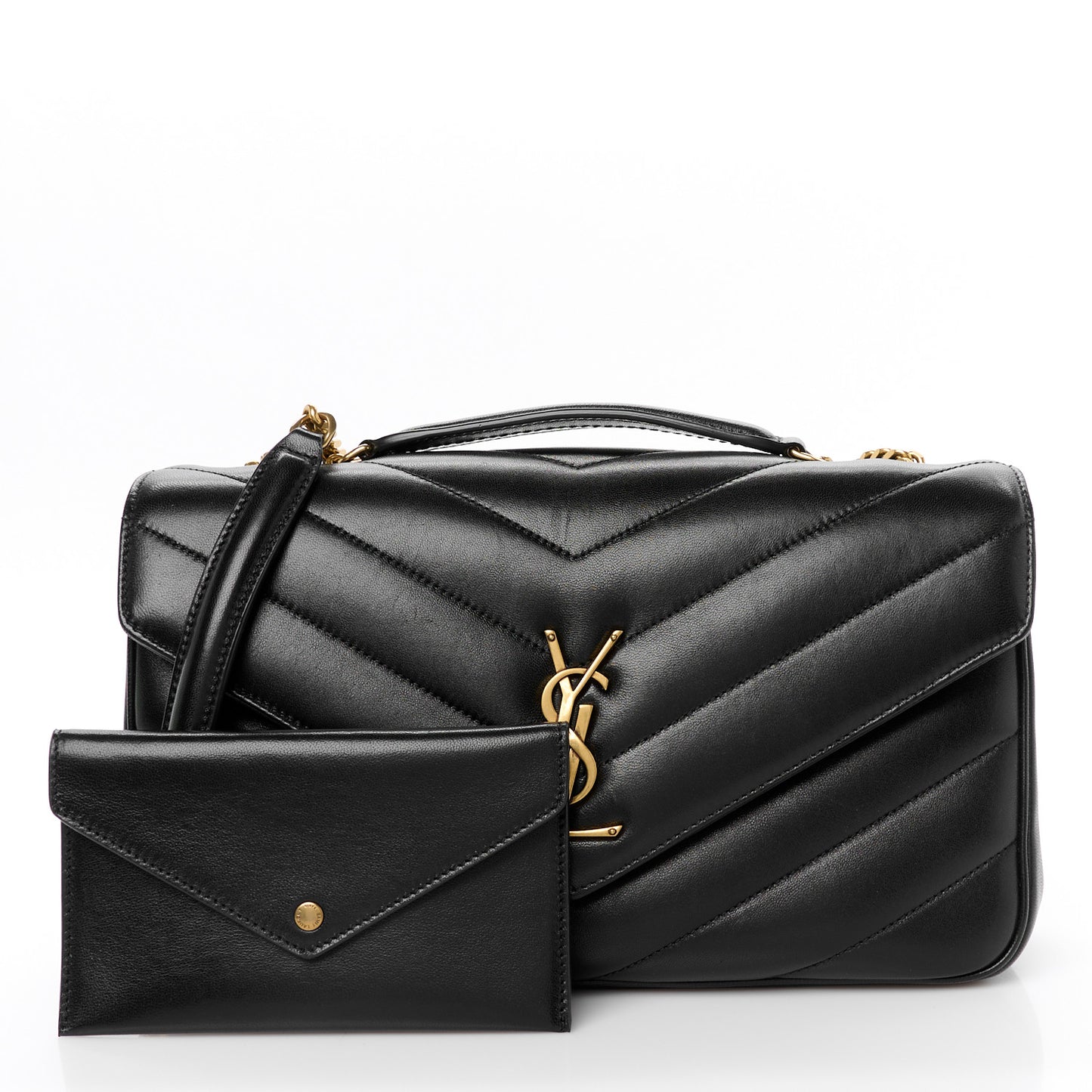 Lambskin Chevron Quilted Medium Loulou Black