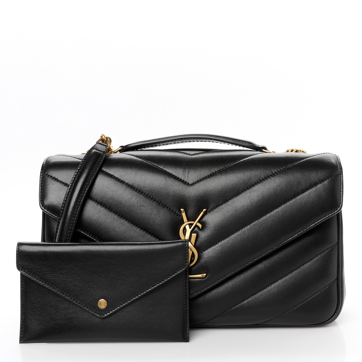 Saint Laurent Lambskin Chevron Quilted Medium Loulou Black 4 of 13