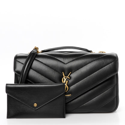 Saint Laurent Lambskin Chevron Quilted Medium Loulou Black 4 of 13