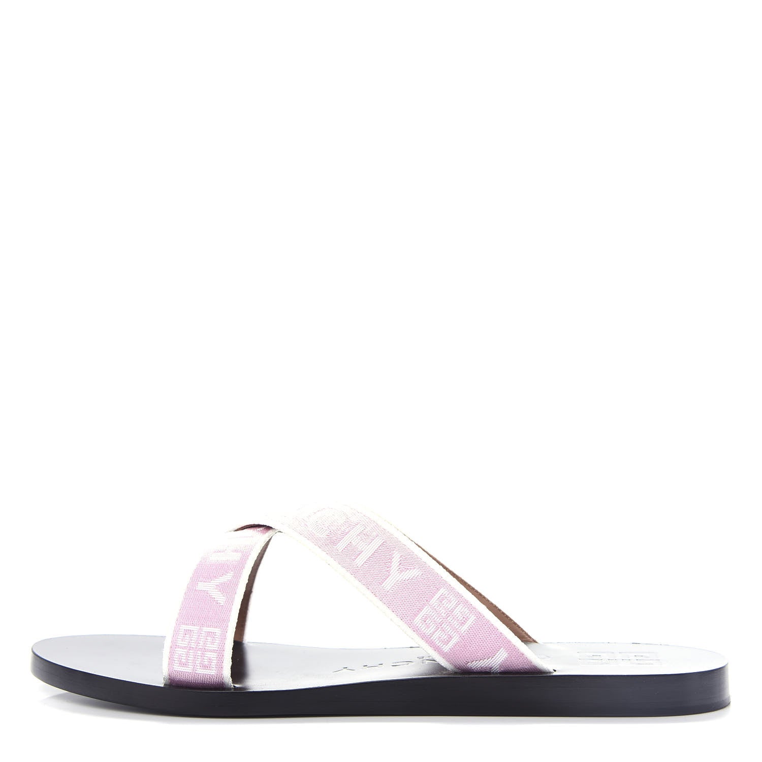 Givenchy Grosgrain Cross Logo Ankle Strap Sandals 37.5 Pink White 1 of 11