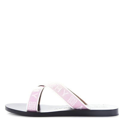 Givenchy Grosgrain Cross Logo Ankle Strap Sandals 37.5 Pink White 1 of 11