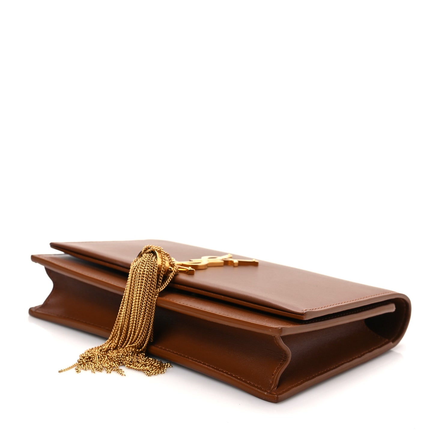 Smooth Calfskin Classic Monogram Kate Tassel Chain Wallet Brown